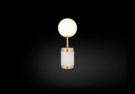 Stones Large White Glass Table Lamp with Natural Alabaster