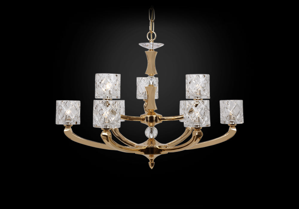 Epsylon Nine-Light Chandelier with Lead Crystal Glass