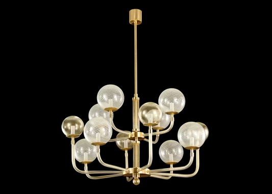 B&L Twelve-Light Gold Chandelier with Contemporary & Elegant Design