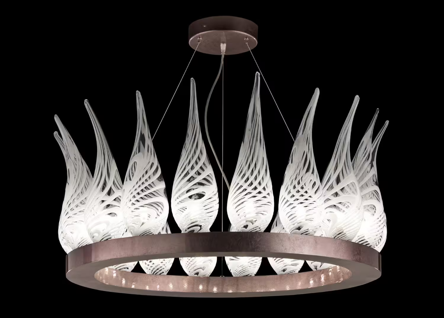 Pasha Eighteen-Light Artistic Glass Chandelier with Black Nickel Frame