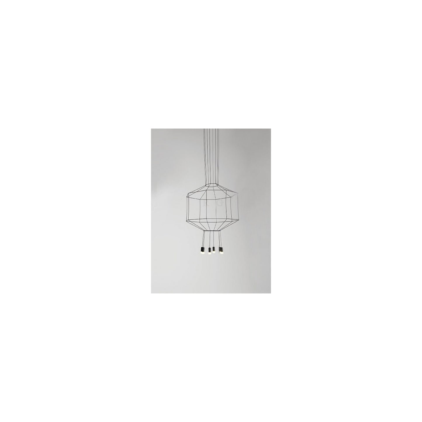 Wireflow Eight-Light Pendant with Black Glass Diffuser