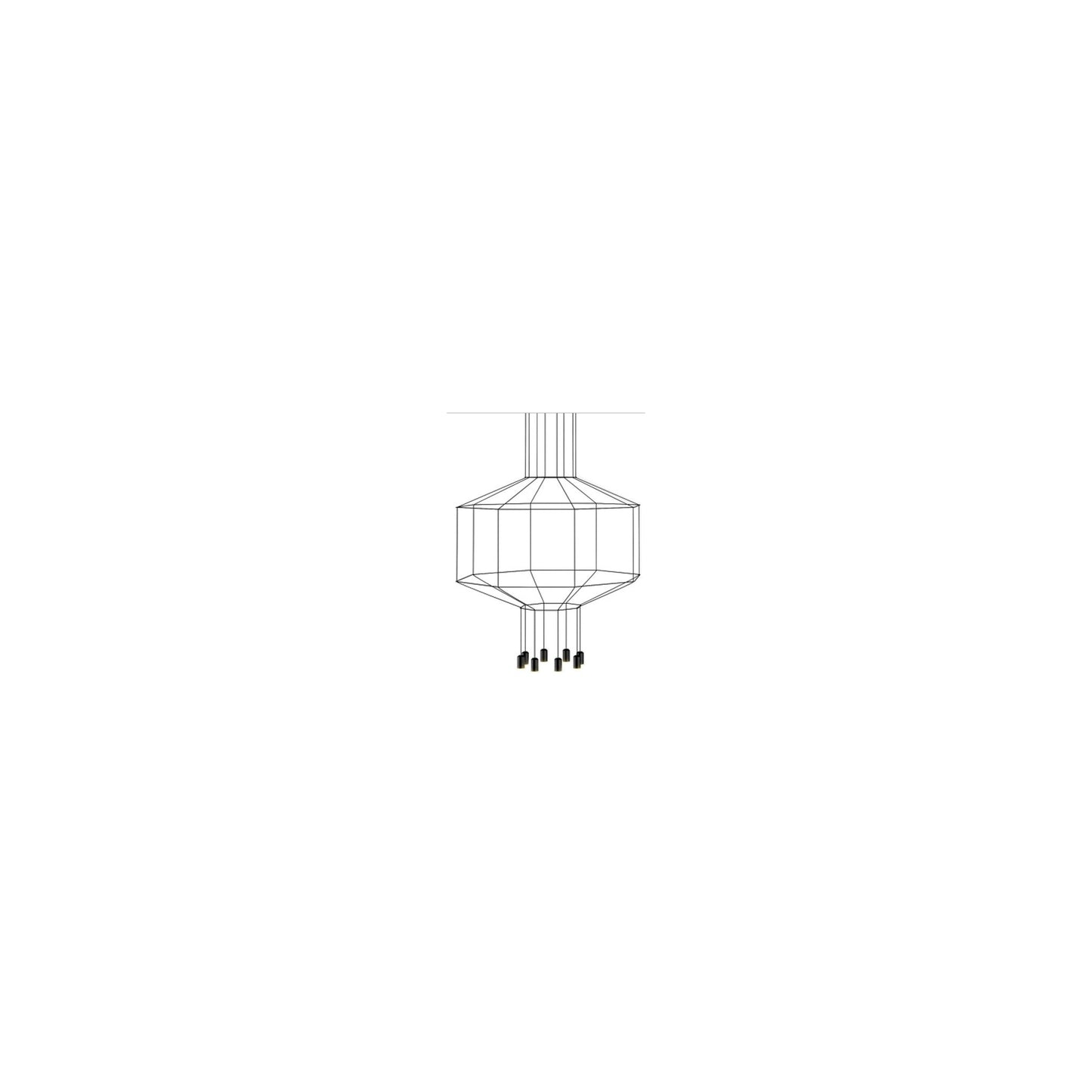 Wireflow Eight-Light Pendant with Black Glass Diffuser