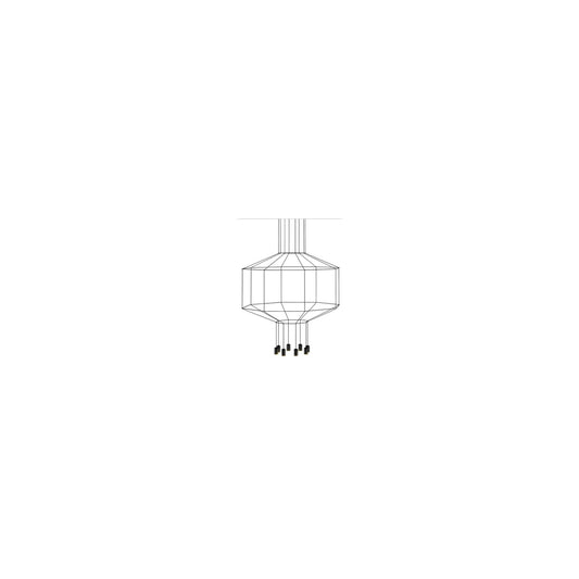 Wireflow Eight-Light Pendant with Black Glass Diffuser