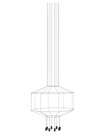 Wireflow Eight-Light LED Pendant Without Glass