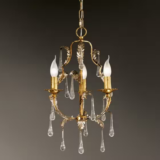 Villa Three-Light Chandelier with Hand-Bended Metal Tubes