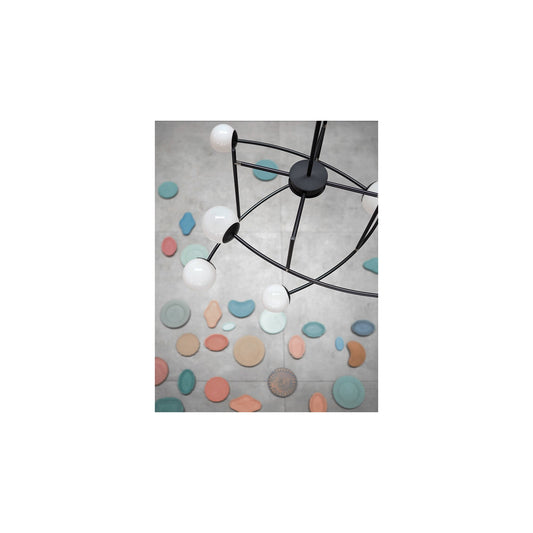 Arch Eight-Light White Glass Chandelier with Hand-Bended Metal Tubes
