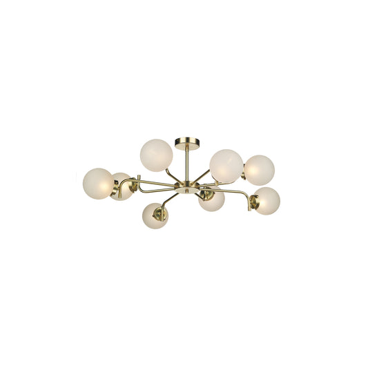 Jazz Eight-Light Chandelier with White Glass