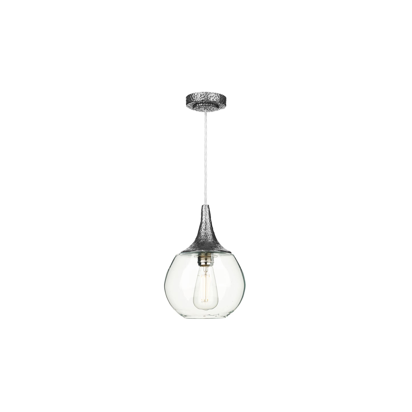 Teardrop Single Stylish Glass Pendant with Textured Resin Detailing