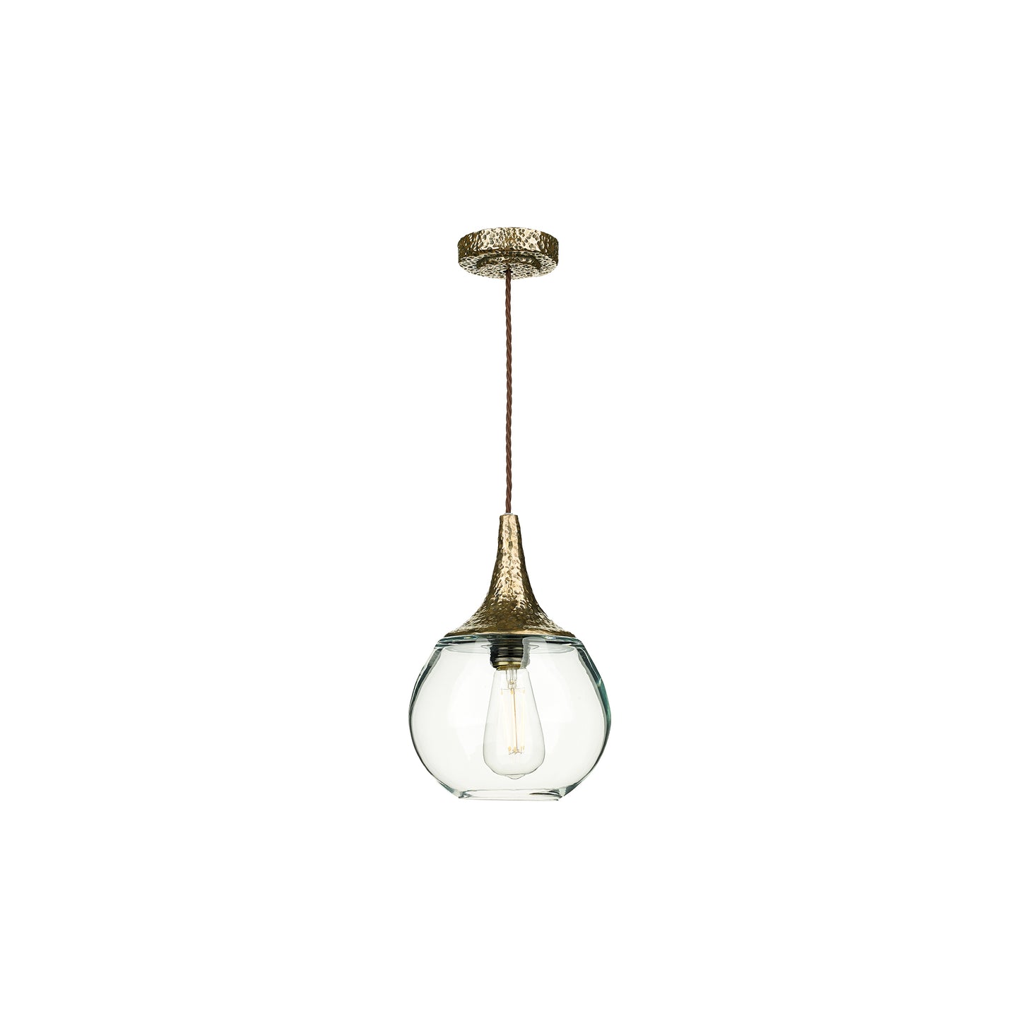 Teardrop Single Stylish Glass Pendant with Textured Resin Detailing