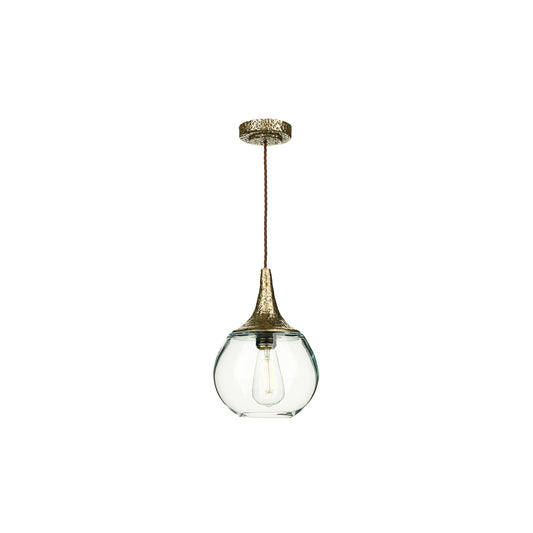 Teardrop Single Stylish Glass Pendant with Textured Resin Detailing