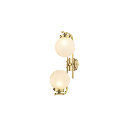 Jazz Double Wall Light with White Glass