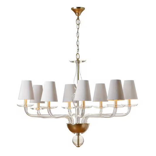 Lisbon to Athens Eight-Light Chandelier with Oval Glass Shade