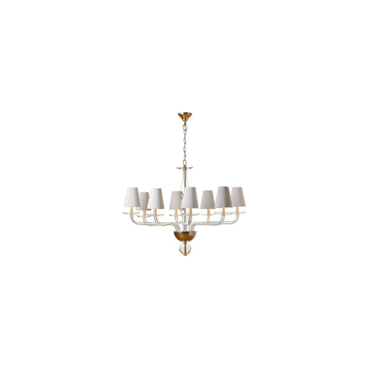 Lisbon to Athens Eight-Light Chandelier with Oval Glass Shade