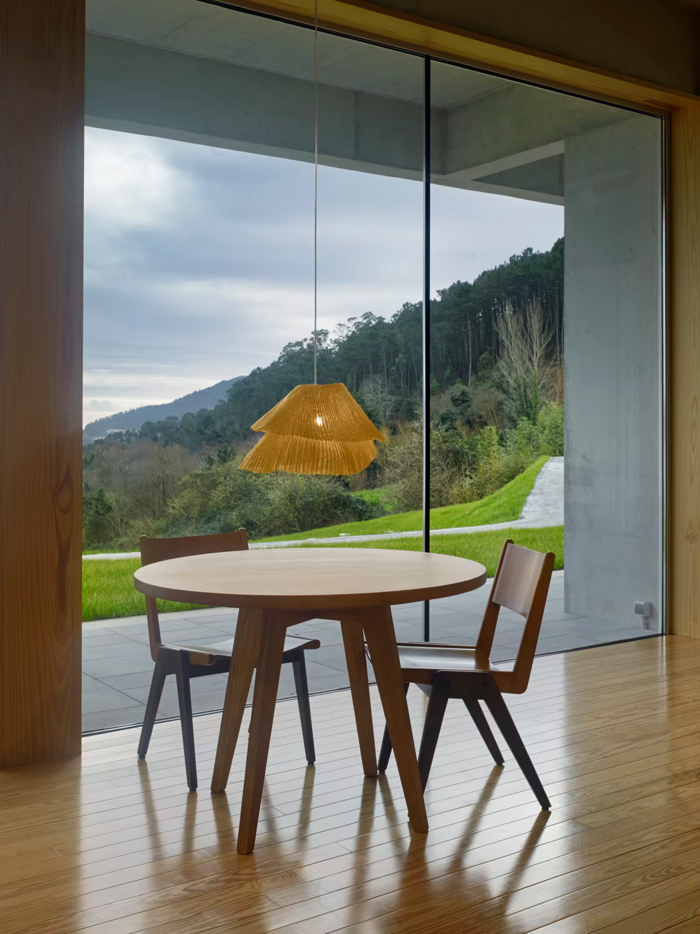 Tempo Vivace Large LED Pendant with Two Overlapping Layers of Pleated Steel Mesh