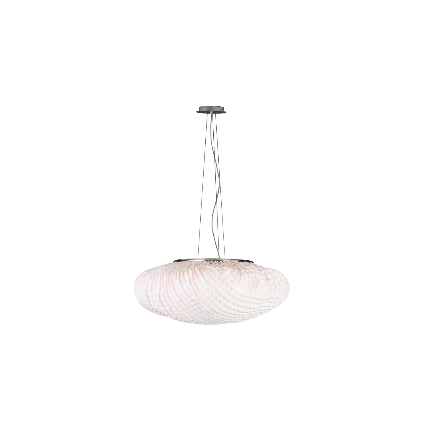 Tati Medium Oval Pendant with Woven Organic Chequered Textured Shell