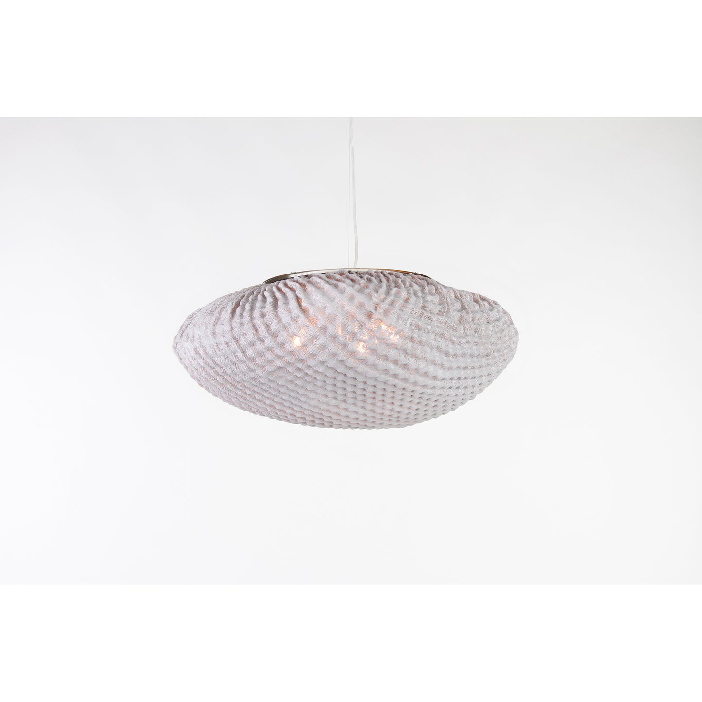 Tati Medium Oval Pendant with Woven Organic Chequered Textured Shell