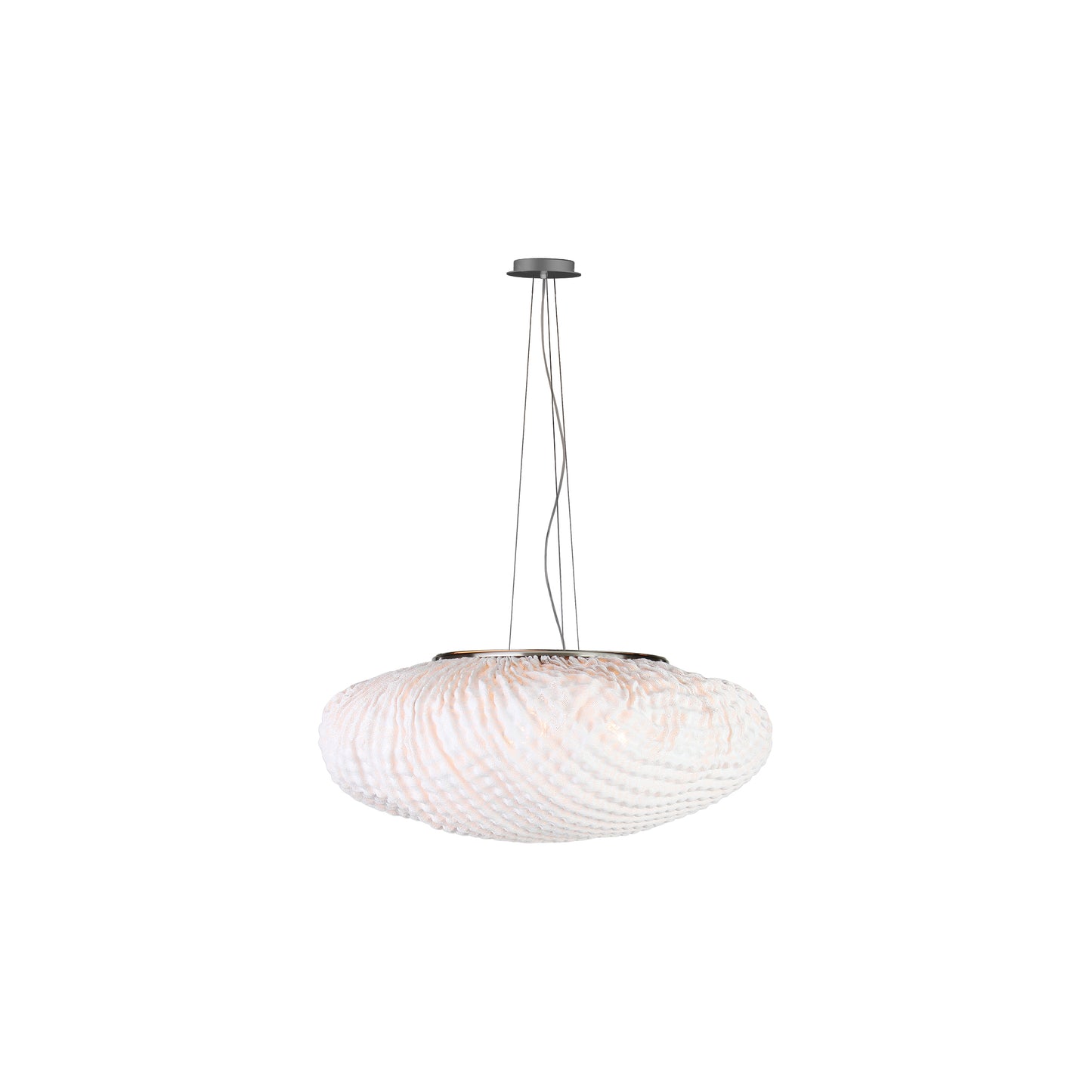 Tati Large Oval Pendant with Woven Organic Chequered Textured Shell