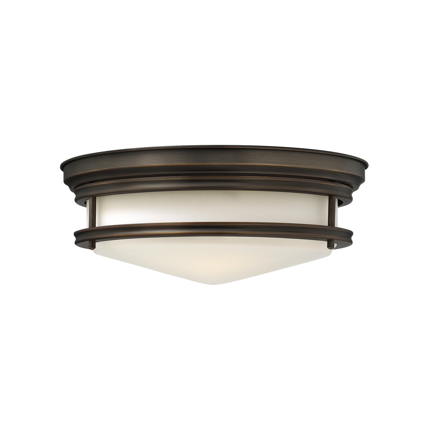 Hadley Three-Light Flush Mount with Retro-Styled Etched Opal Glass Shade