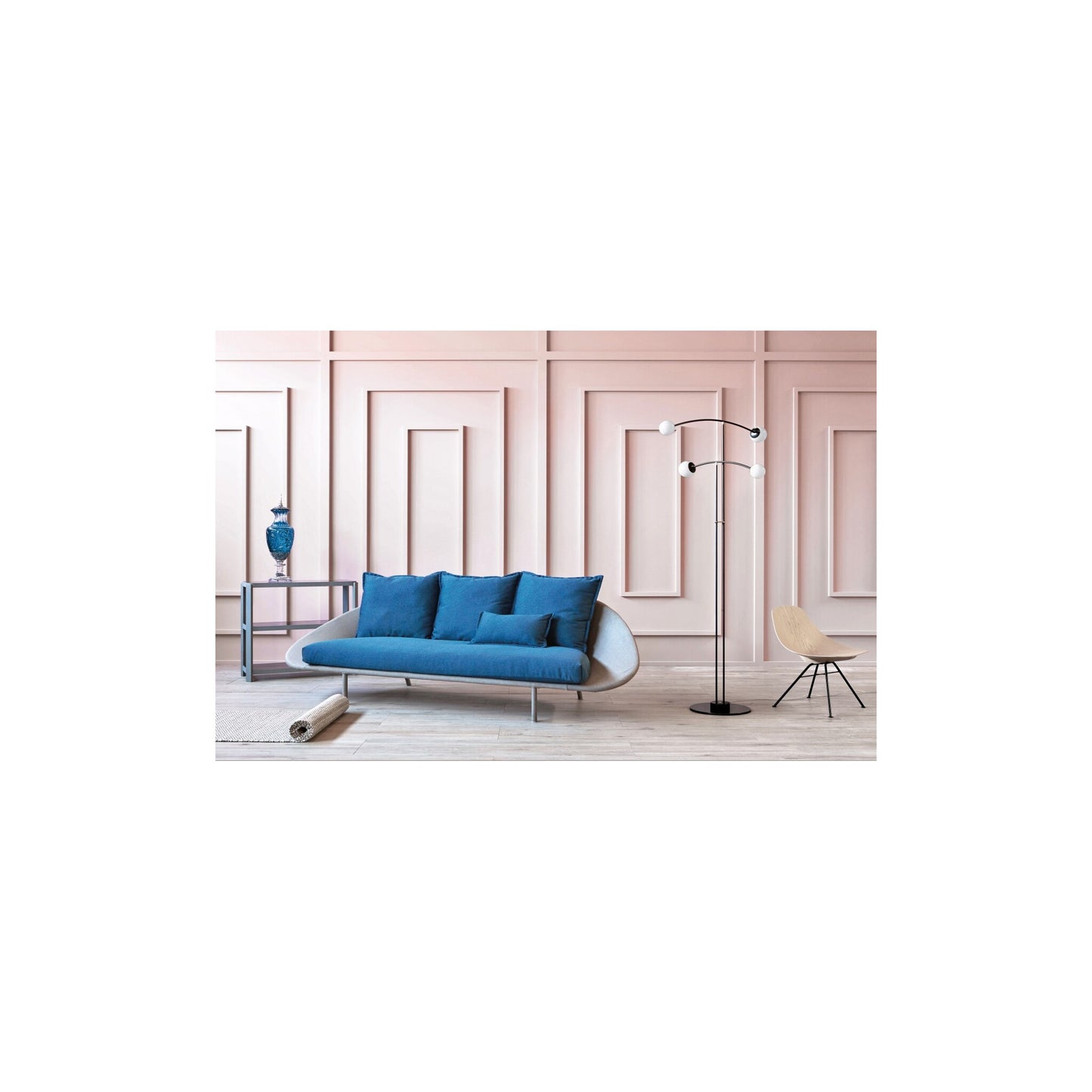 Arch 4-Light Floor Lamp with Thin Metal Tubes & Opal Glass