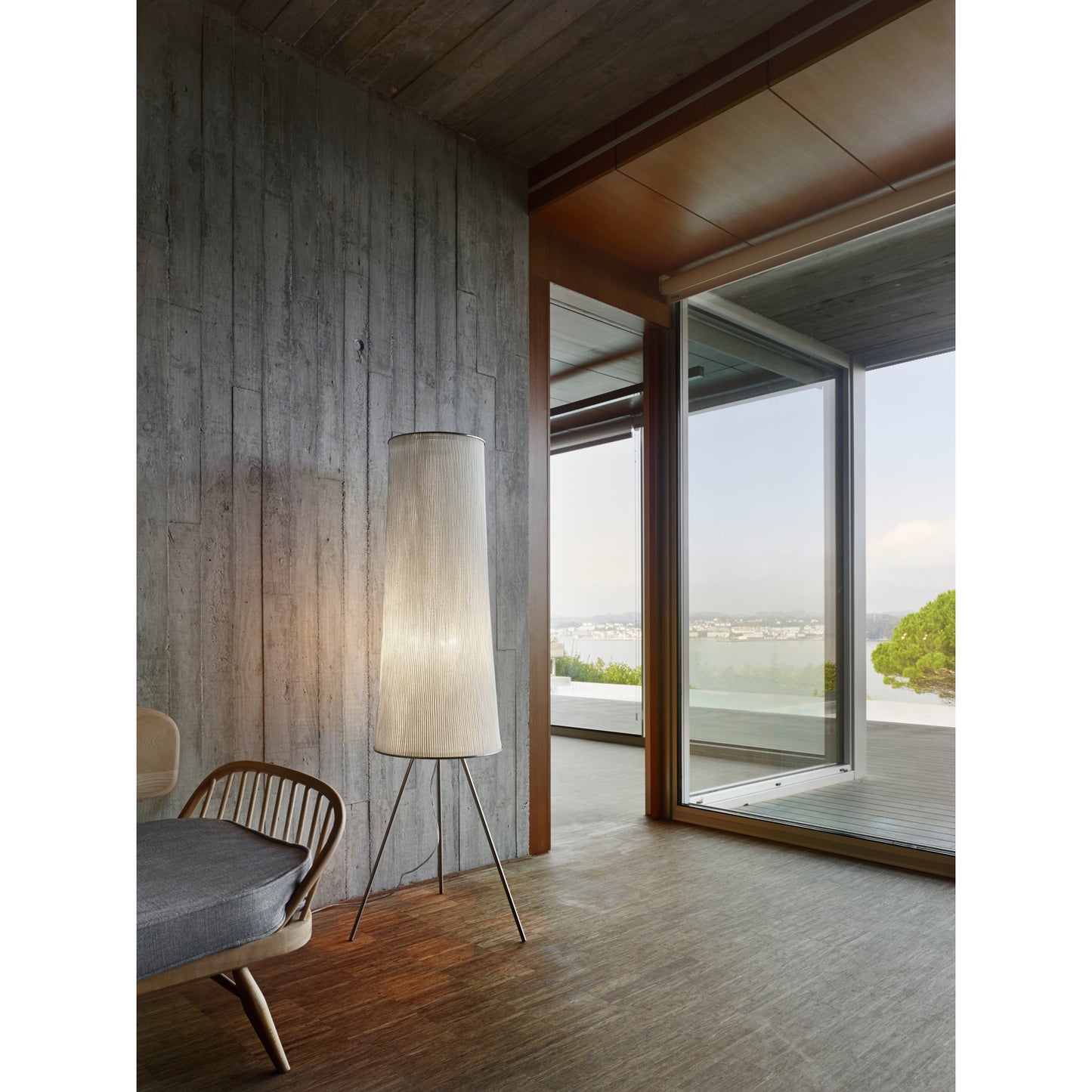 Ura Medium Floor Lamp with Painted Stainless Steel Mesh Shade