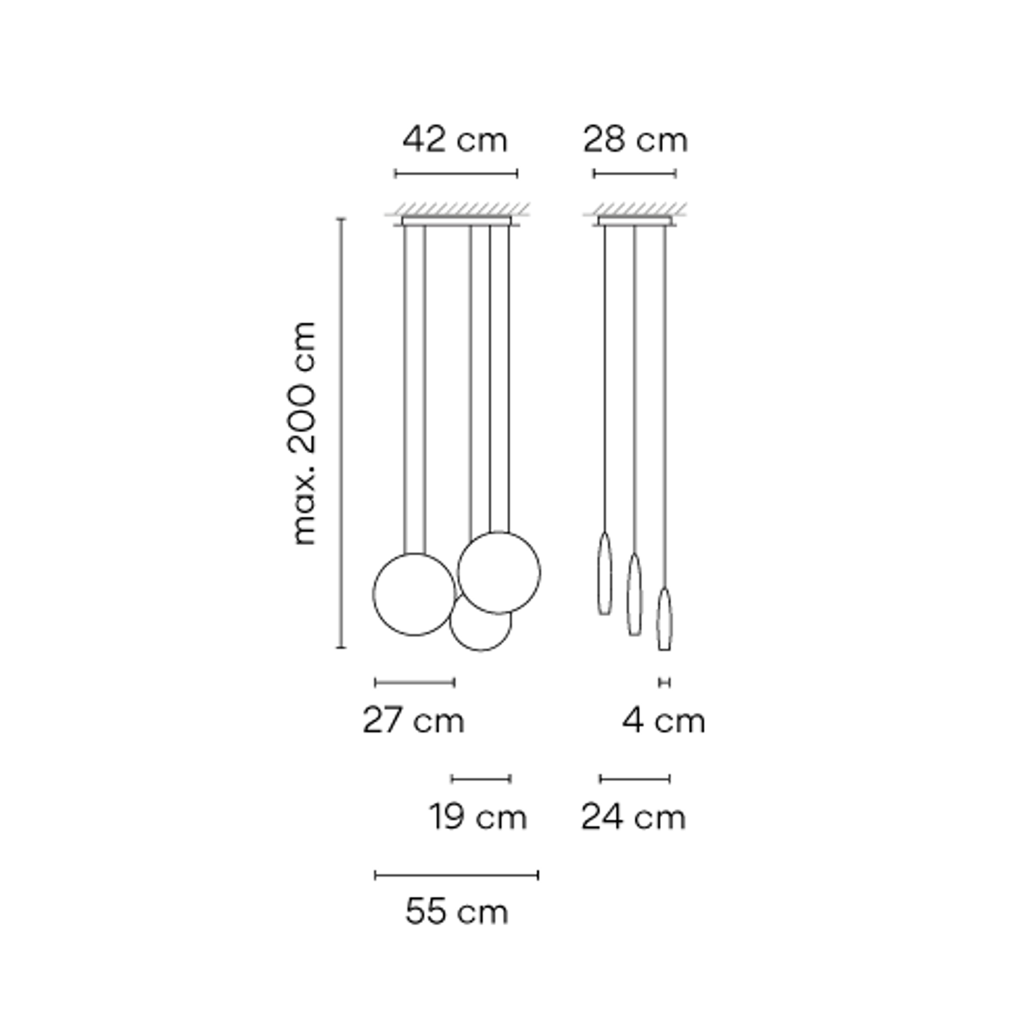 Cosmos Three-Light Sculptural LED Pendant with Polycarbonate Diffuser