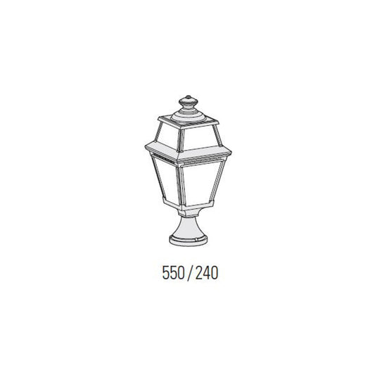 Place Des Vosges 2 Small Clear Glass Pedestal with Four-Sided Lantern