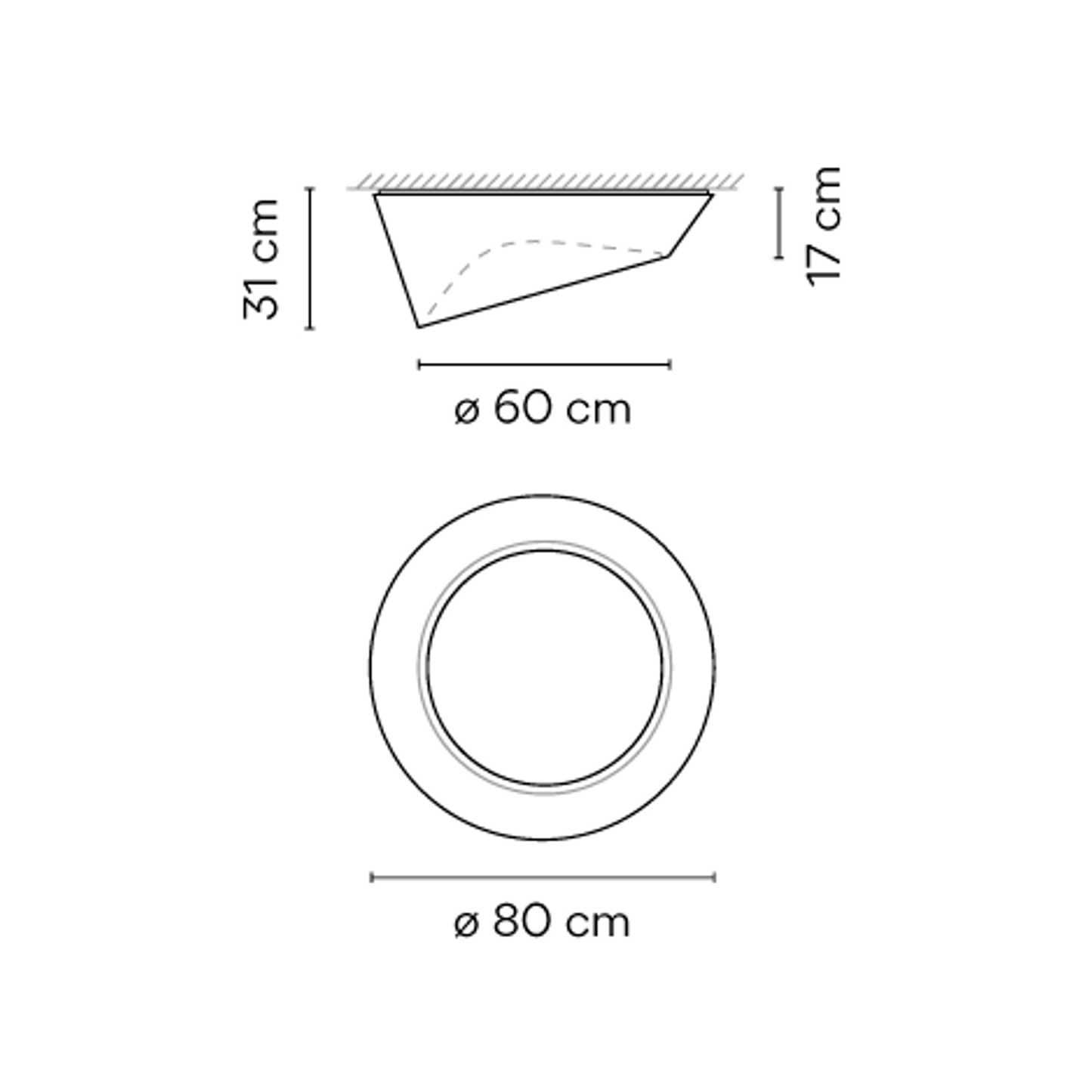 Plus Small Asymmetrical White Ceiling Surface