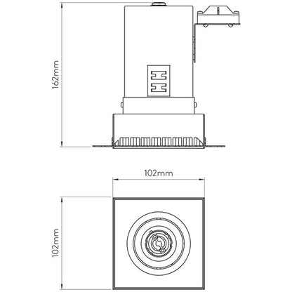 Trimless Square Adjustable Fire Rated White Recessed Downlight
