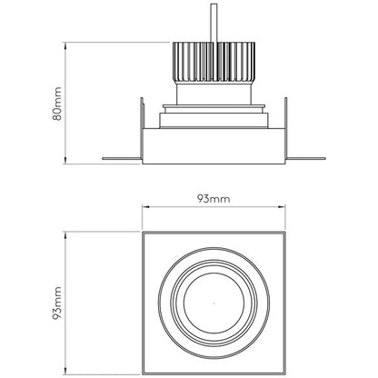 Trimless Square Adjustable LED Recessed Downlight
