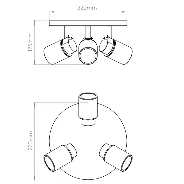 Como 3-Light Ceiling Spotlight