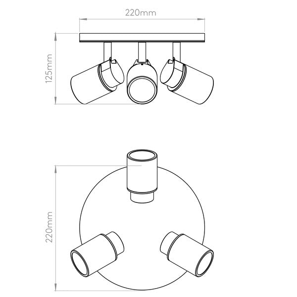 Como 3-Light Ceiling Spotlight