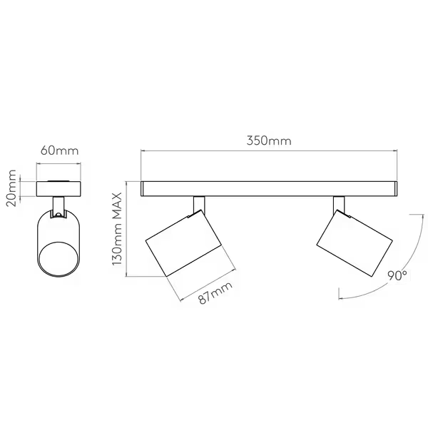 Ascoli Twin Ceiling Spotlight