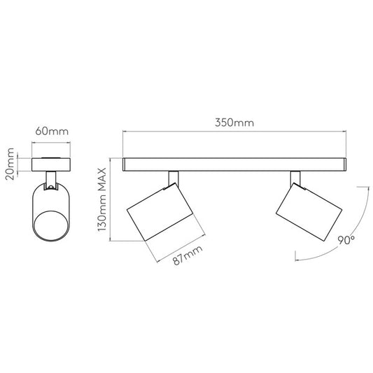 Ascoli Twin Ceiling Spotlight