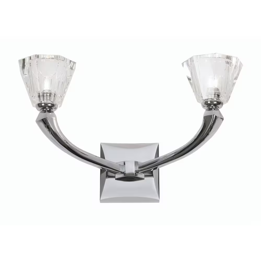 Perseas Double Arm Upward Wall Light with Clear Glass Shade