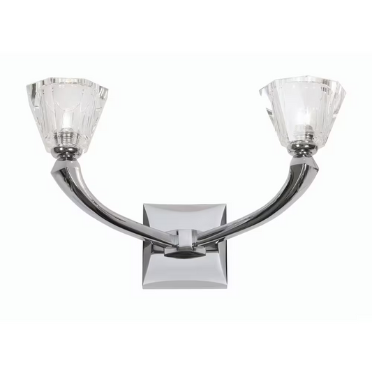 Perseas Double Arm Upward Wall Light with Clear Glass Shade