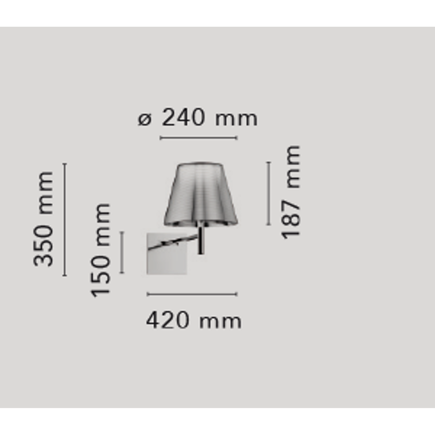 KTribe Upward Wall Light with Polished Aluminum Arm & Diffuser Support