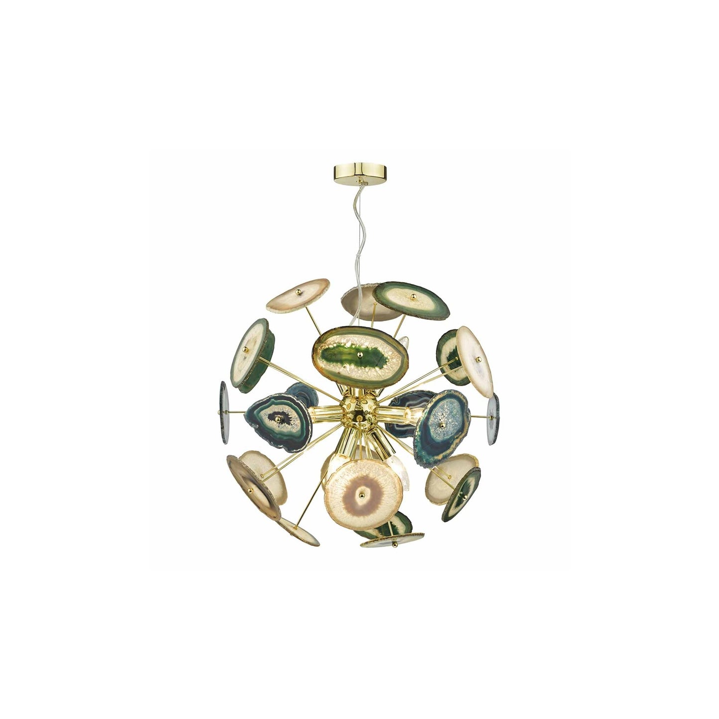 Achates 9-Light Adjustable Pendant Sliced & Polished Agate rock