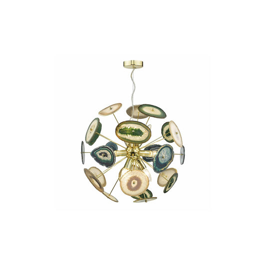 Achates 9-Light Adjustable Pendant Sliced & Polished Agate rock