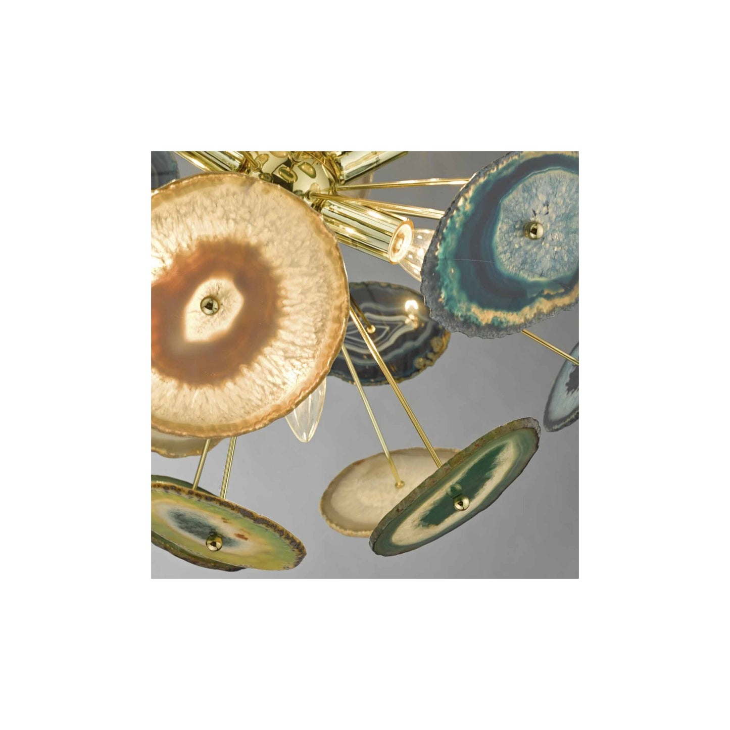 Achates 9-Light Adjustable Pendant Sliced & Polished Agate rock