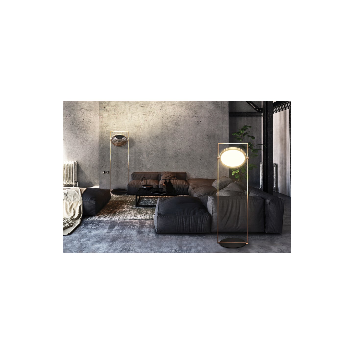 Dorian FL LED Floor Lamp with Satin White Diffuser & Smoke Mirror