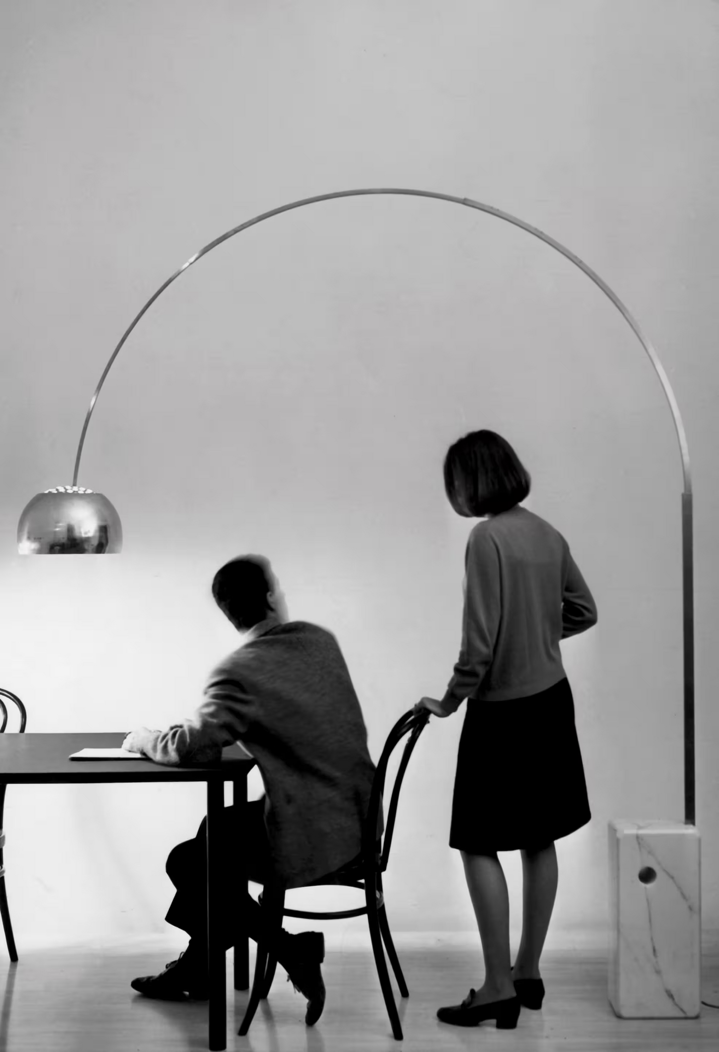 Arco Aluminium Swiveling Floor Lamp with White Carrara Marble Base