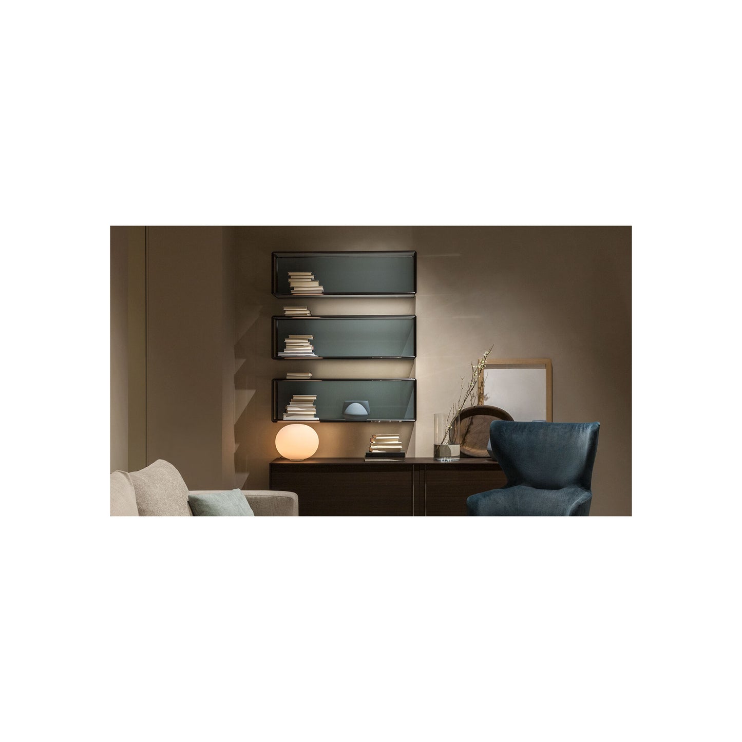 Glo-Ball Basic 1 Small Opal Glass Desk Lamp with Die-Cast Aluminium Support