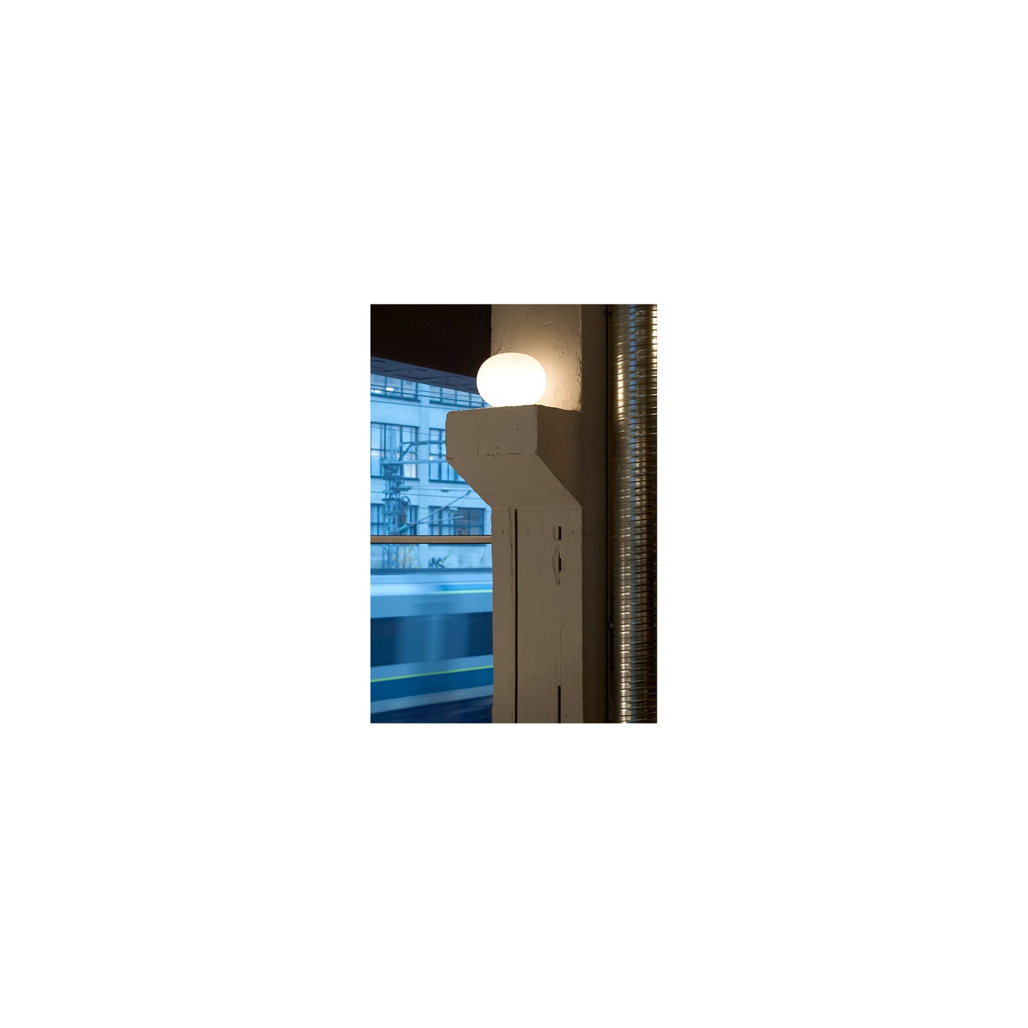 Glo-Ball Basic 1 Small Opal Glass Desk Lamp with Die-Cast Aluminium Support