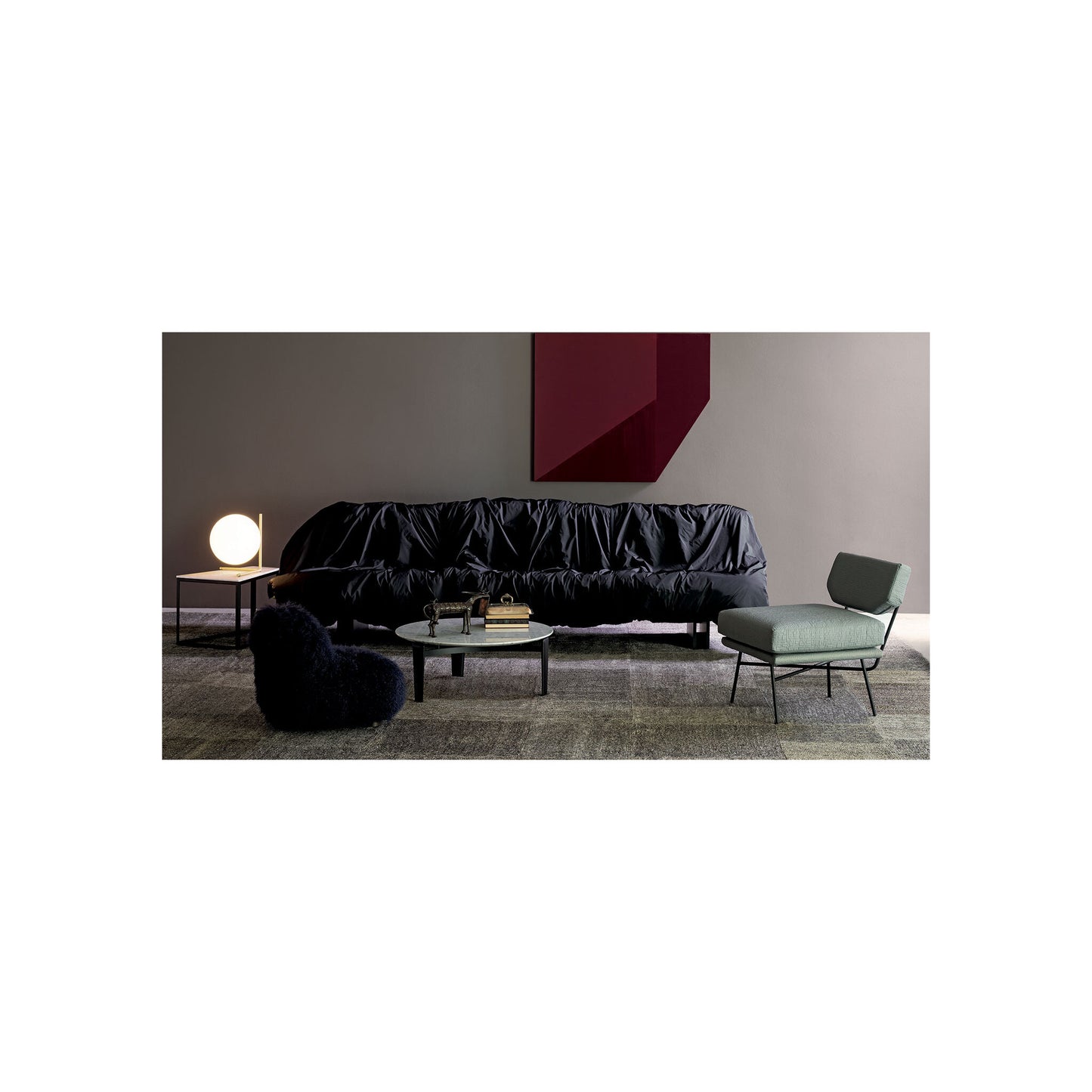 IC T2 Chrome Steel Table Lamp with Blown Glass Opal Diffuser