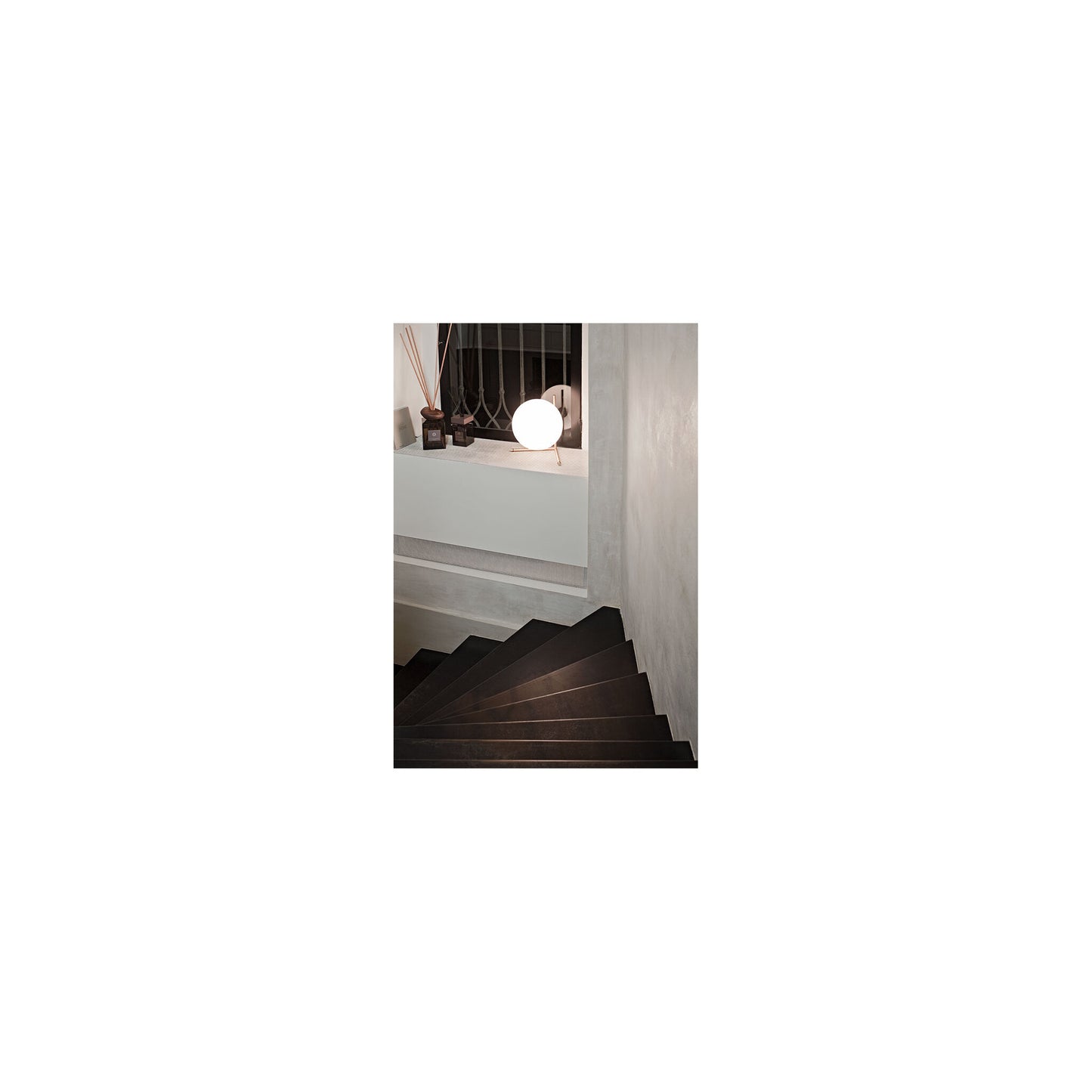 IC T2 Chrome Steel Table Lamp with Blown Glass Opal Diffuser