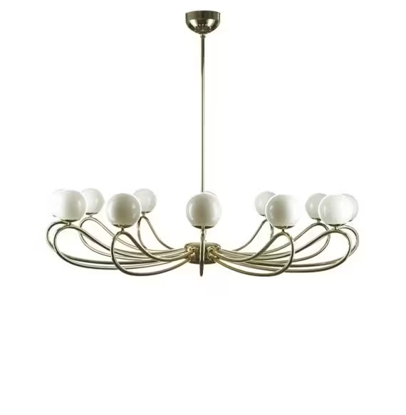 Papillion Dia 90 12-Light Chandelier with White Glass