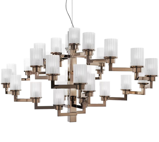 Artu 32-Light Metal Chandelier with Satin Glass Diffusers