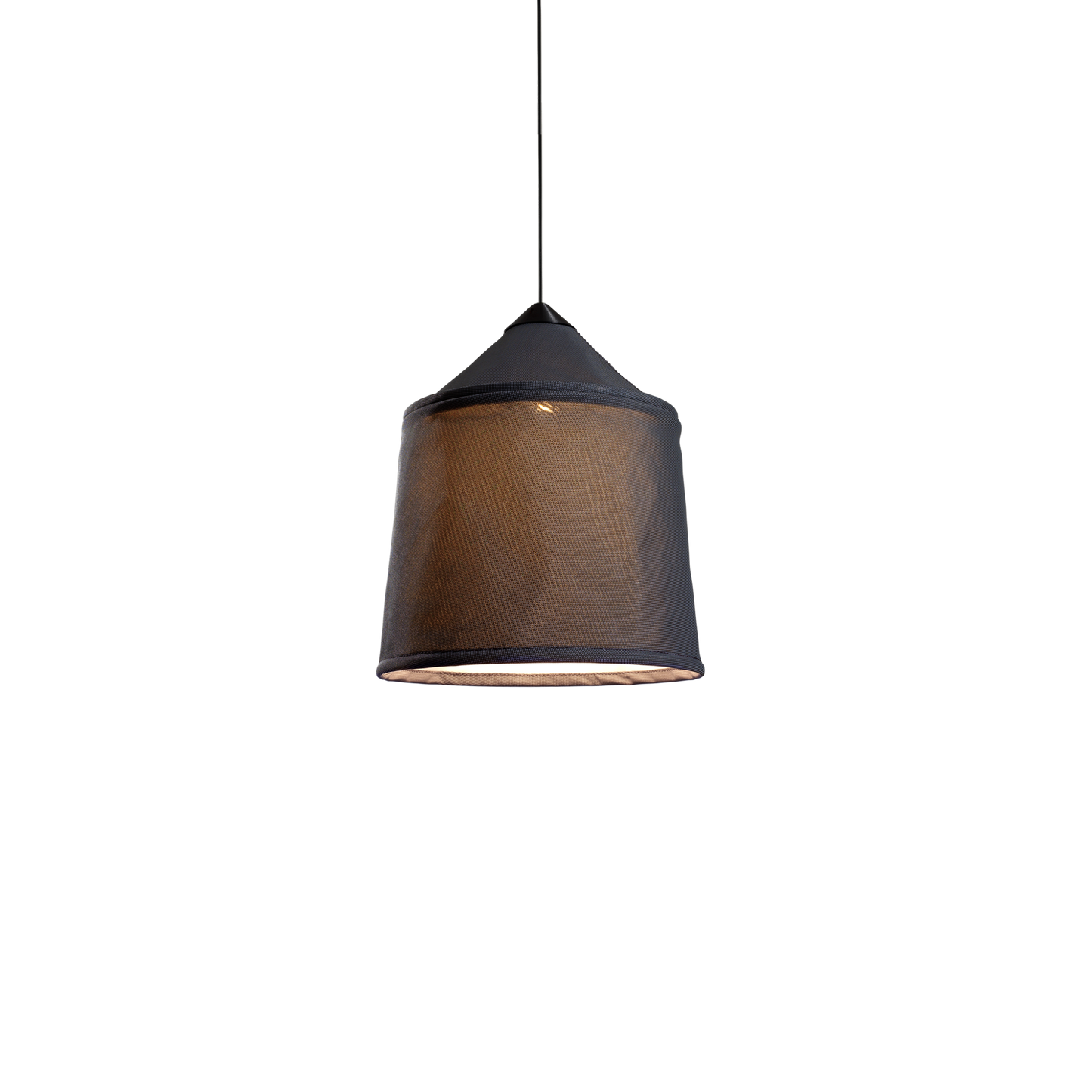 Jaima 43 IP65 Small Outdoor LED Pendant with Tapered Textile Shade
