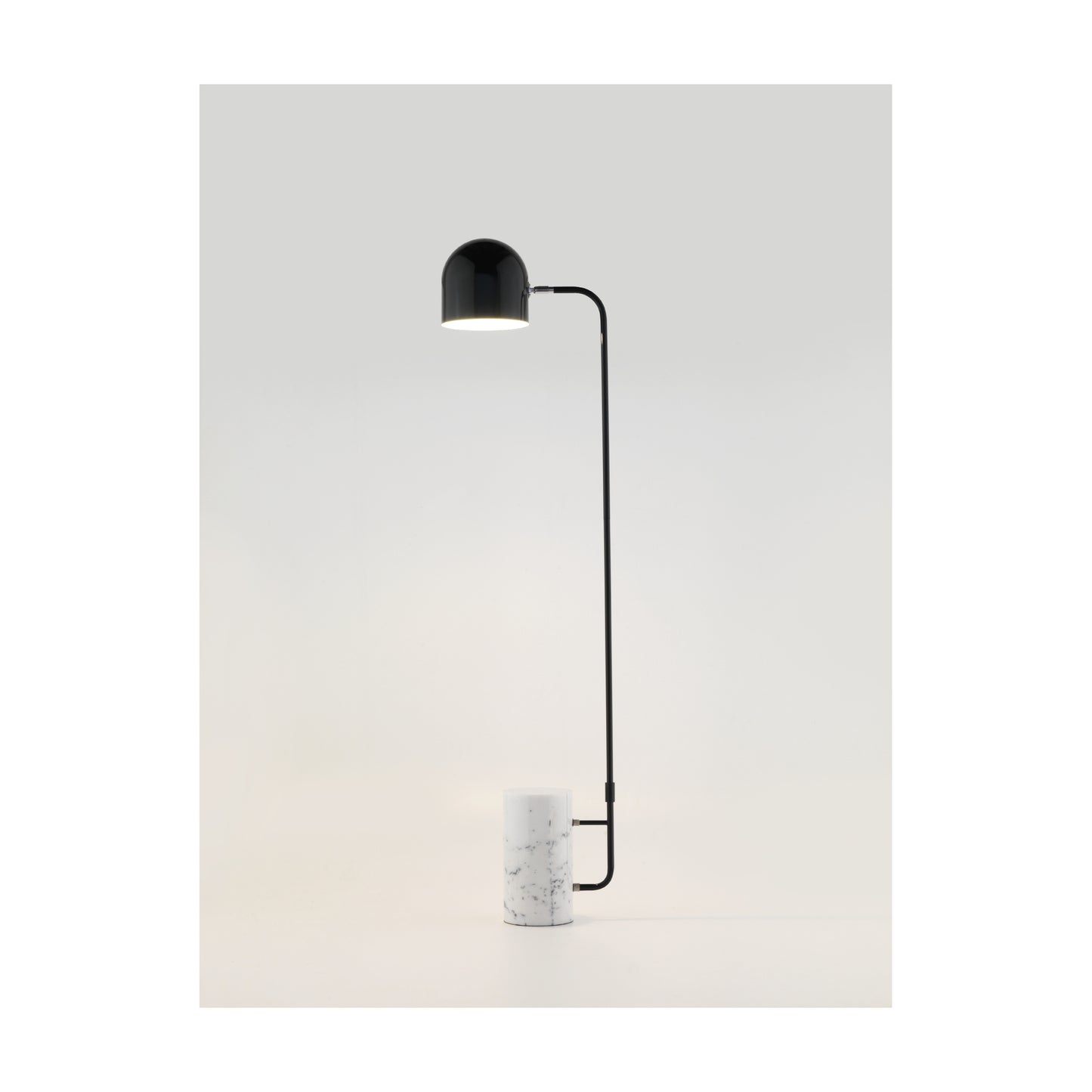 Luca Shiny Black Metal Floor Lamp with White Marble Base