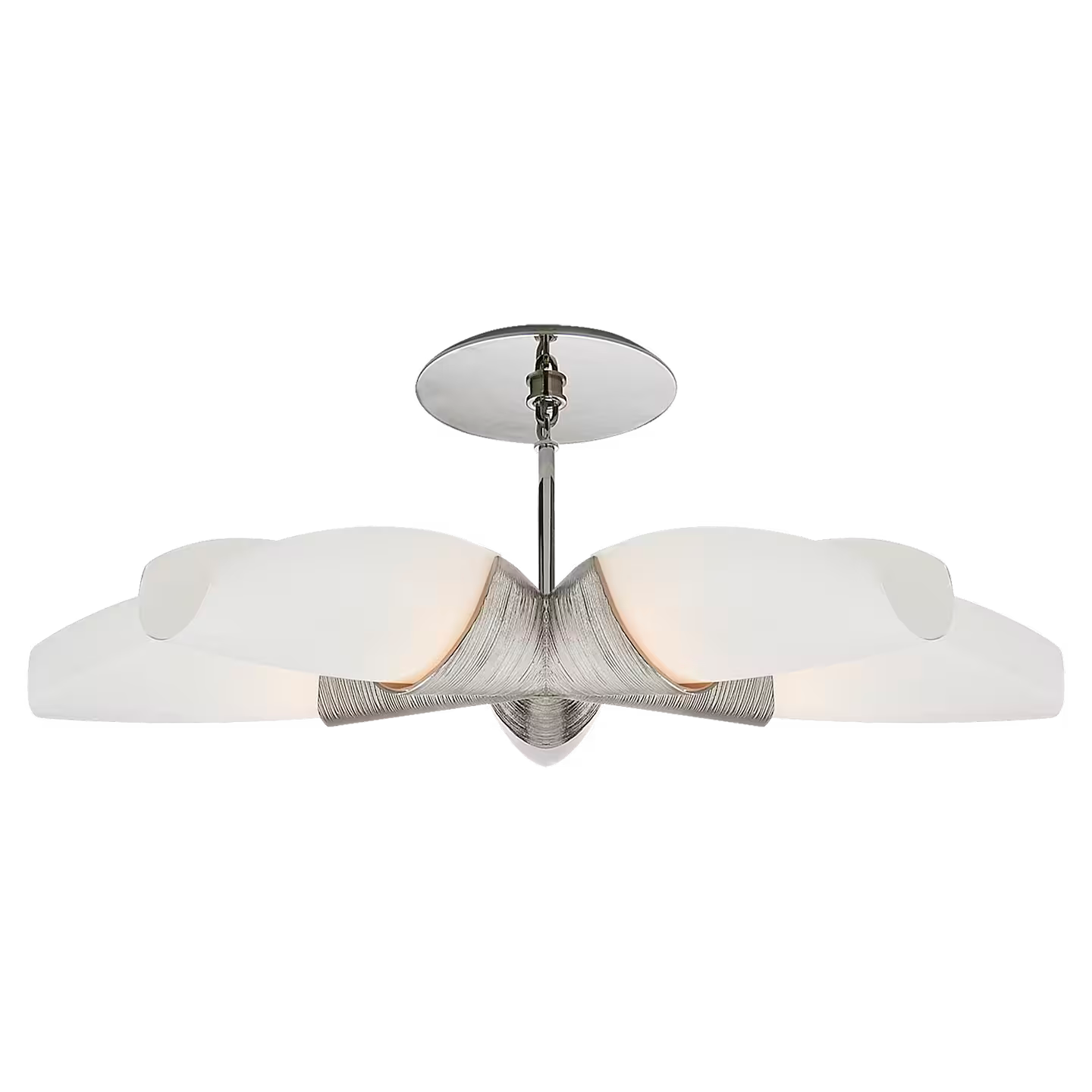Utopia Medium White Glass Five-Arm Chandelier